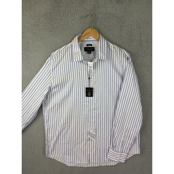 Pronto Uomo Other - Pronto Uomo Shirt Mens XL White Blue Stripe Slim Fit Stretch Long Sleeve Men New